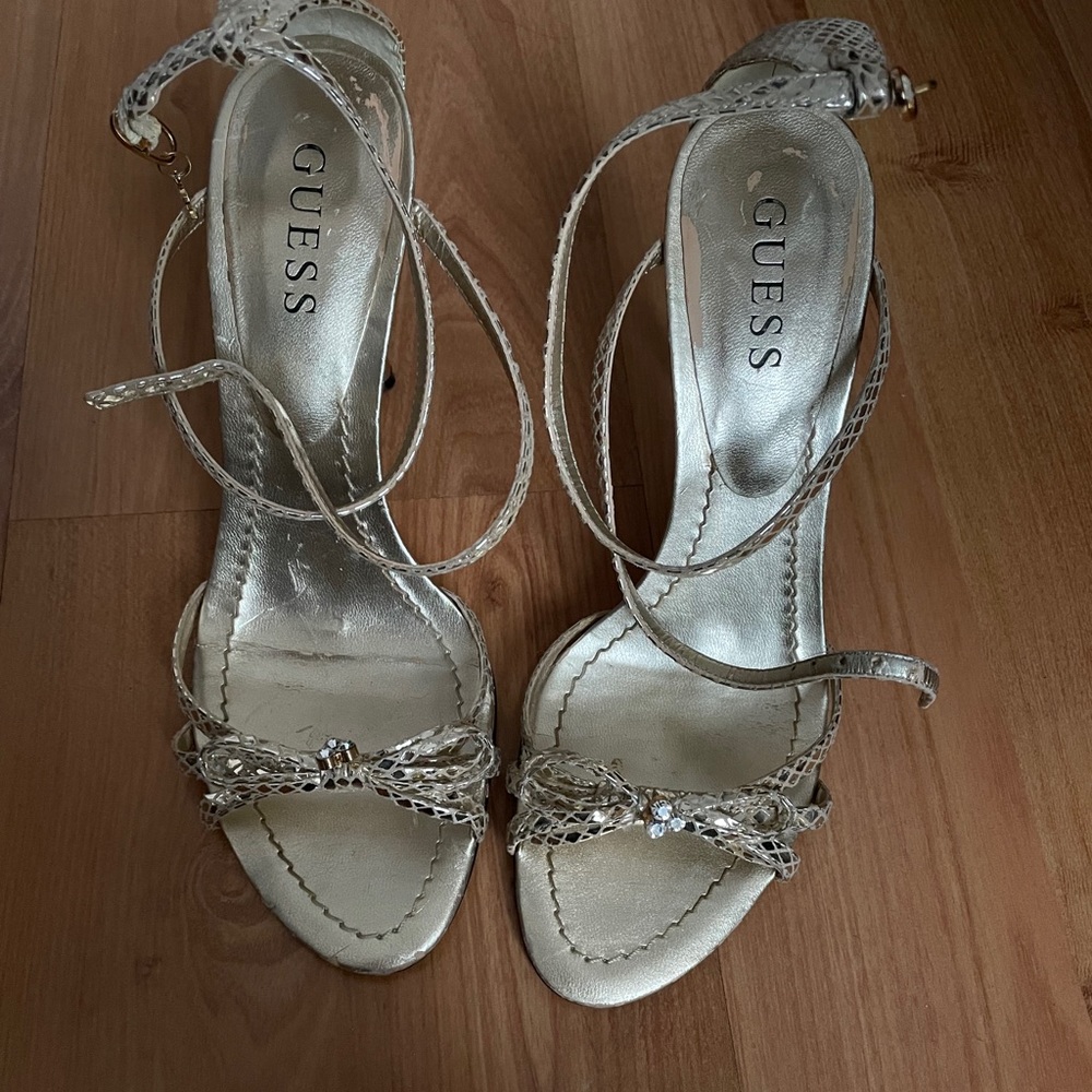 Strappy gold heels